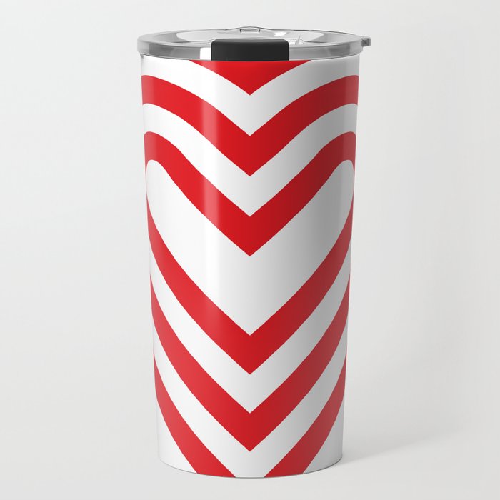 3 layers of red heart-shaped lines Travel Mug