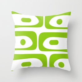 Mid Century Modern Piquet Abstract Pattern in Lime Green and White Throw Pillow