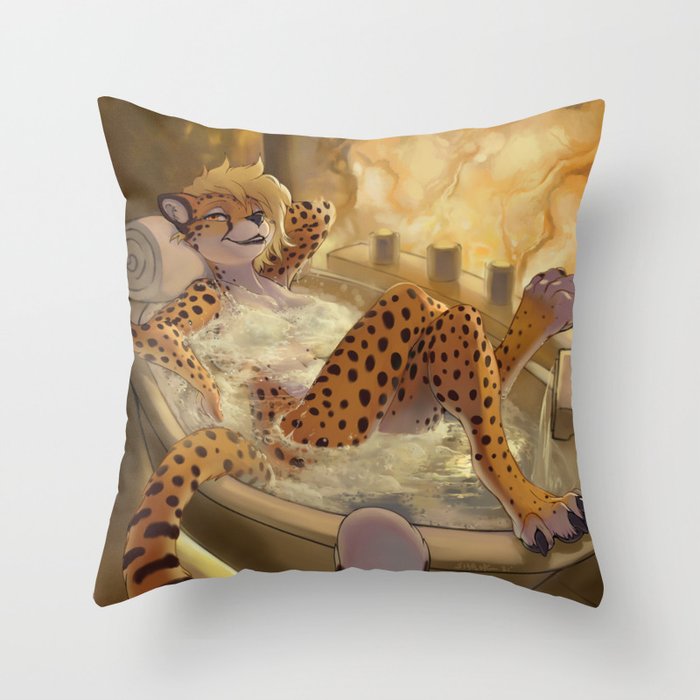 Bubbles Cheetah Spa Throw Pillow