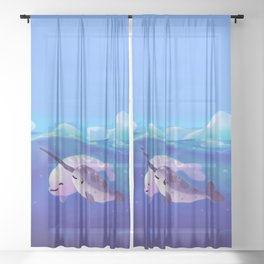 Beluga and Narwhal Sheer Curtain
