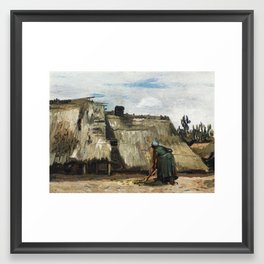 Vincent van Gogh - A Peasant Woman Digging in Front of Her Cottage (c.1885) Framed Art Print