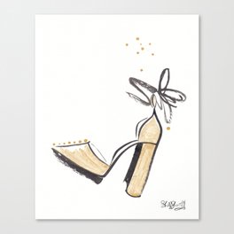 Gold and Black Shoe Fancy Bow Canvas Print