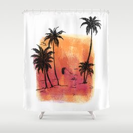 Sunset beach Shower Curtain
