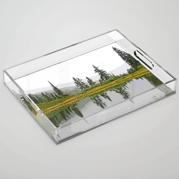 REFLECTIONS ON A PLACID MOUNTAIN LAKE Acrylic Tray