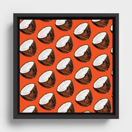 Coconut Pattern - Red Framed Canvas