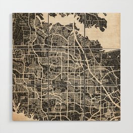 Lewisville map Texas Ink lines 2 Wood Wall Art