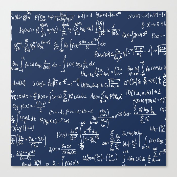 Math Equations // Navy Canvas Print