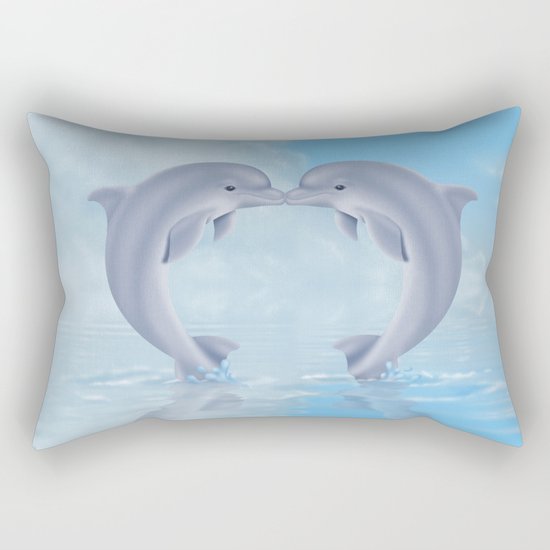 Kissing dolphins Rectangular Pillow