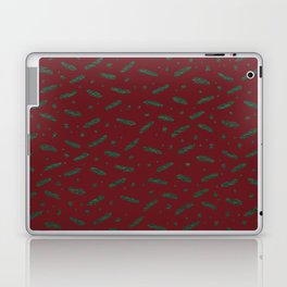 Christmas branches and stars - burgundy and green Laptop Skin