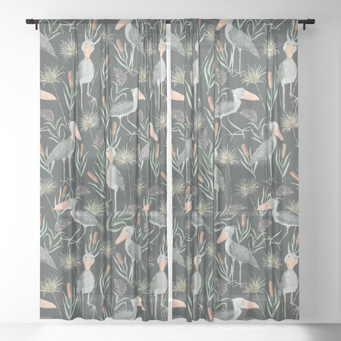 The Magnificent Shoebill Pattern Sheer Curtain