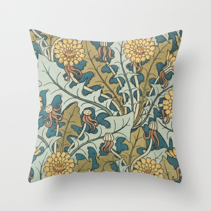 Art Nouveau Dandelion Pattern Throw Pillow