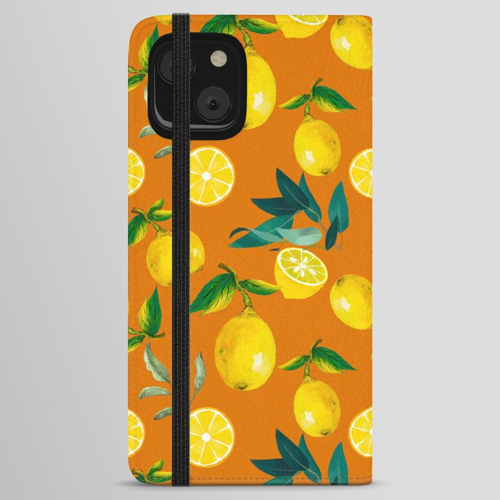 Summer, citrus ,Sicilian style ,lemon fruit pattern  iPhone Wallet Case