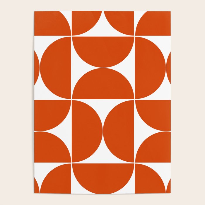 Large red orange mid century shapes Poster by ARTStudio88design Society6