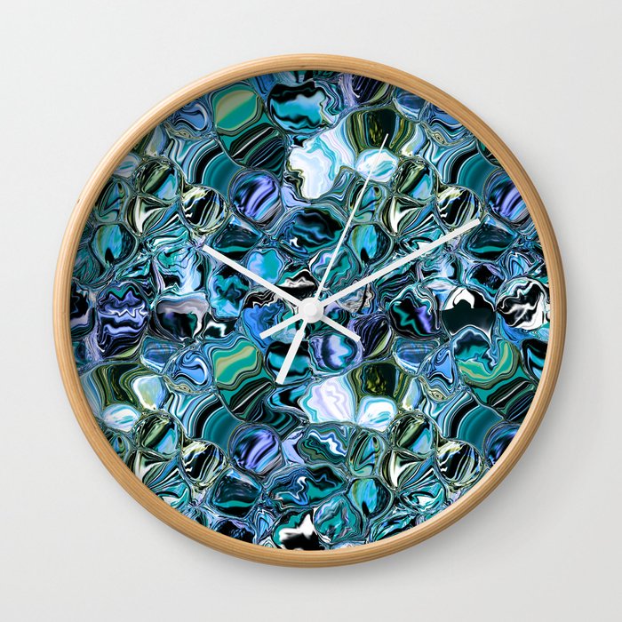 Molten Glass teal Wall Clock