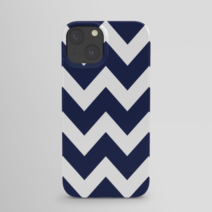 Navy Blue Chevron Zigzag Minimal Line Drawing iPhone Case