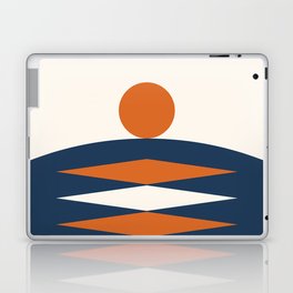 Abstract Geometric Sunrise 21 in Navy Blue Orange Laptop Skin