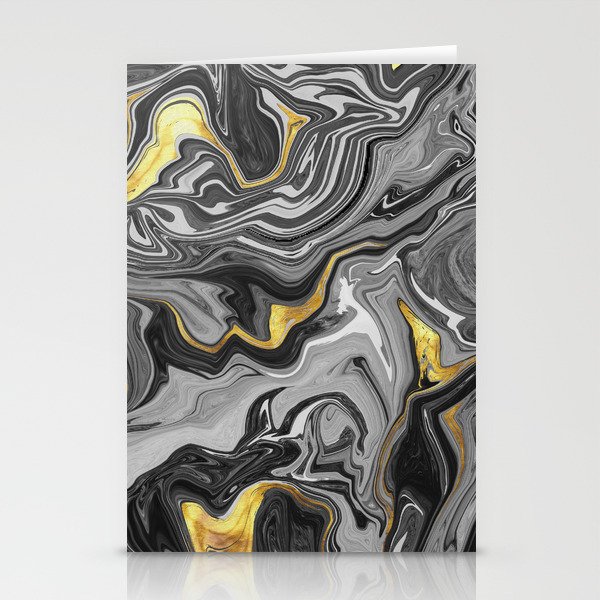 Abstract Melted Marble in Grey and Gold  Stationery Cards