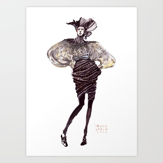 Fashion sketches in mixed technique Art Print