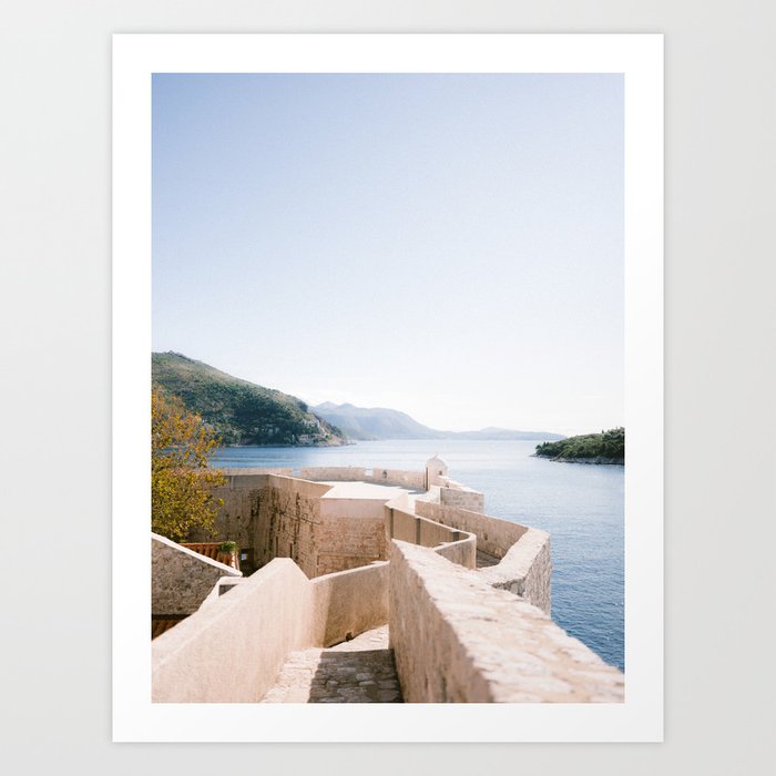 Meet me where the sky meets the ocean | Dubrovnik Croatia travel photography print | Pastel wanderlust poster Art Print