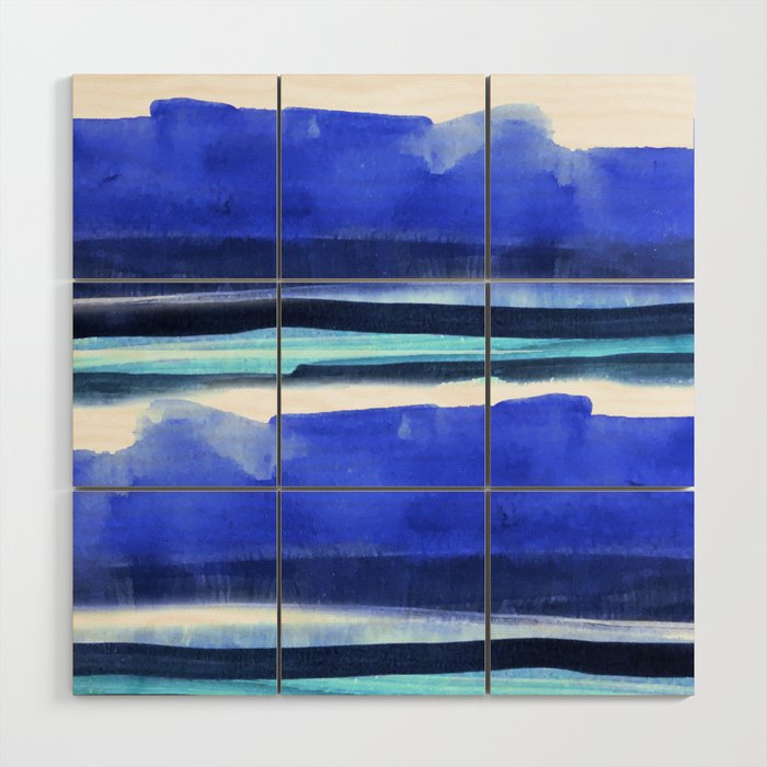 Wave Stripes Abstract Seascape Wood Wall Art By Melaniebiehle
