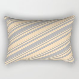 [ Thumbnail: Dark Gray & Tan Colored Stripes/Lines Pattern Rectangular Pillow ]