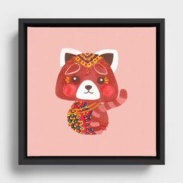 Jessica The Cute Red Panda Framed Canvas