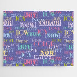 Enjoy The Color - Colorful modern abstract typography pattern on Veri Peri trendy color  Jigsaw Puzzle