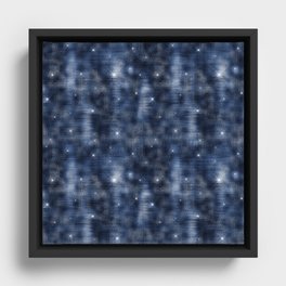 Glam Navy Blue Diamond Shimmer Glitter Framed Canvas