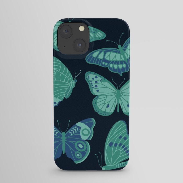 Texas Butterflies – Green and Blue on Navy iPhone Case