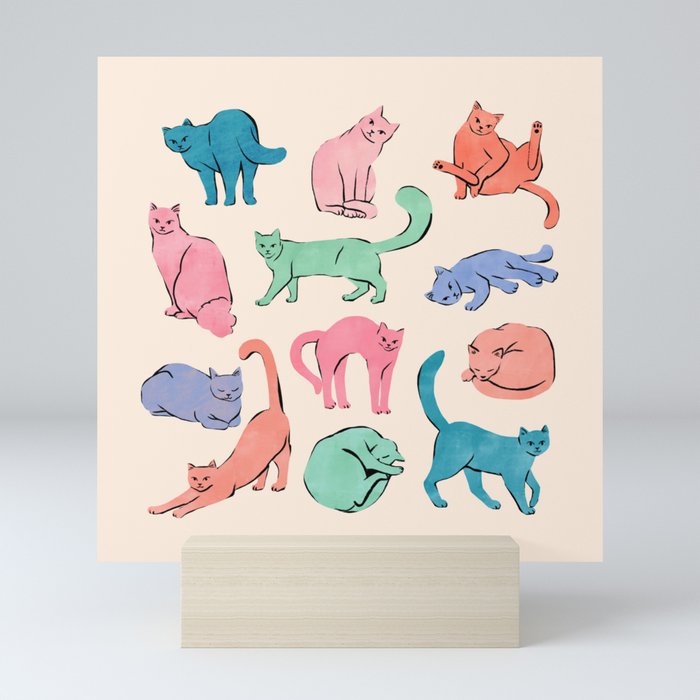 Pastel Cats Mini Art Print