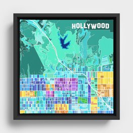 Hollywood, CA (Less Text) Framed Canvas