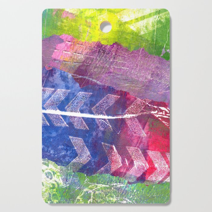 Mixed Media - Grunge - Blue & Red Cutting Board