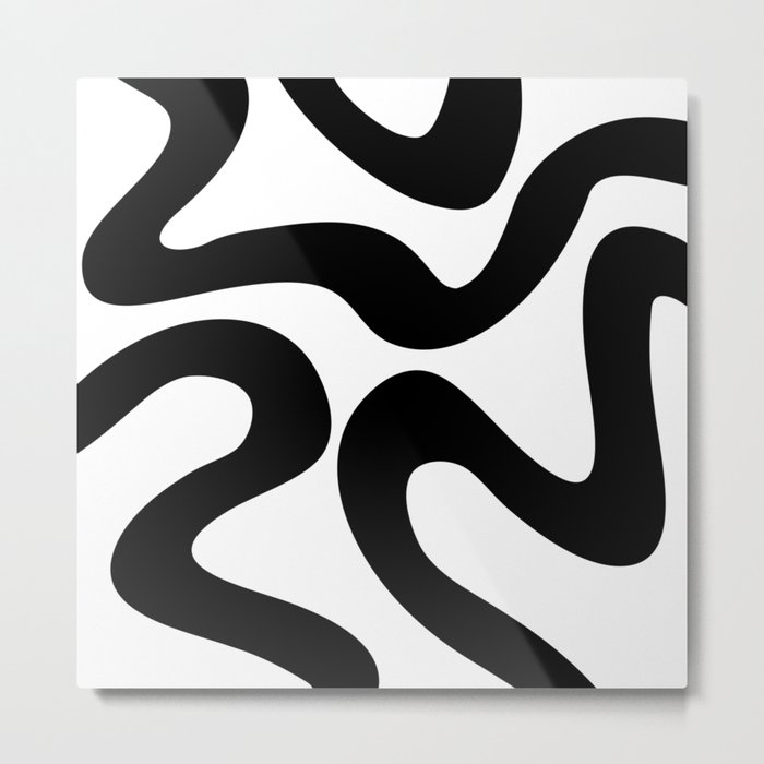 Abstract waves - white and black Metal Print
