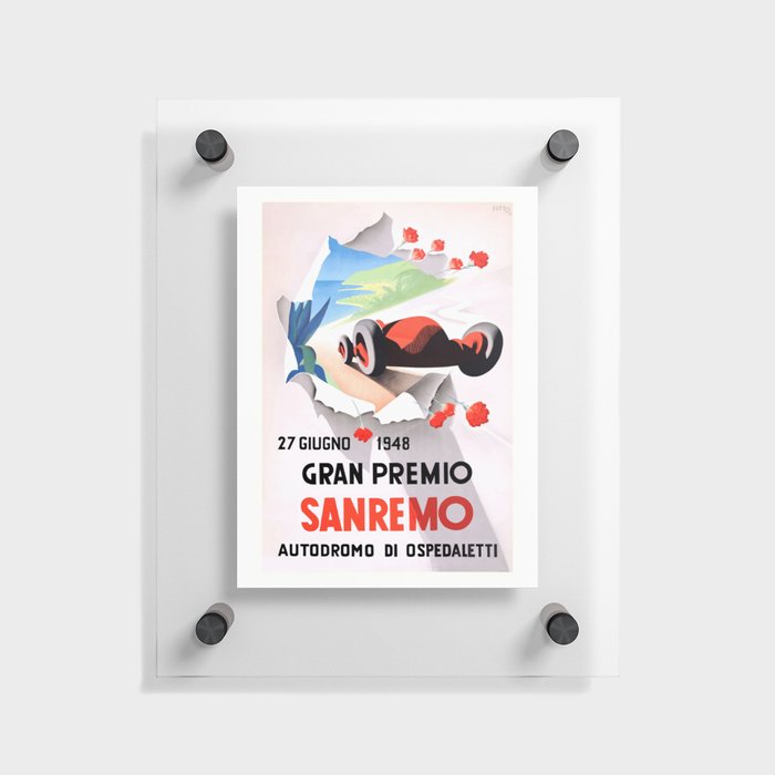 1948 SAN REMO Italian Grand Prix Racing Poster Floating Acrylic Print
