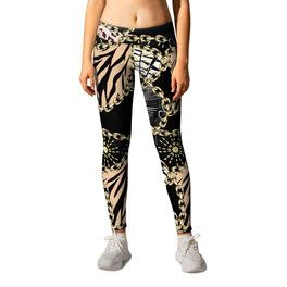 Fashionable, abstract Leggings | Digital, Pattern, Leopardskin, Watercolor, Illustration, Abstract, Pop Art, Tigerskin, Black, Black And White 