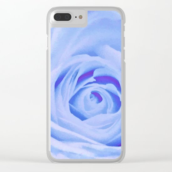 Blue Watercolor Rose Clear iPhone Case