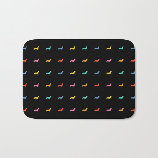 Happy Dogs on Black Bath Mat