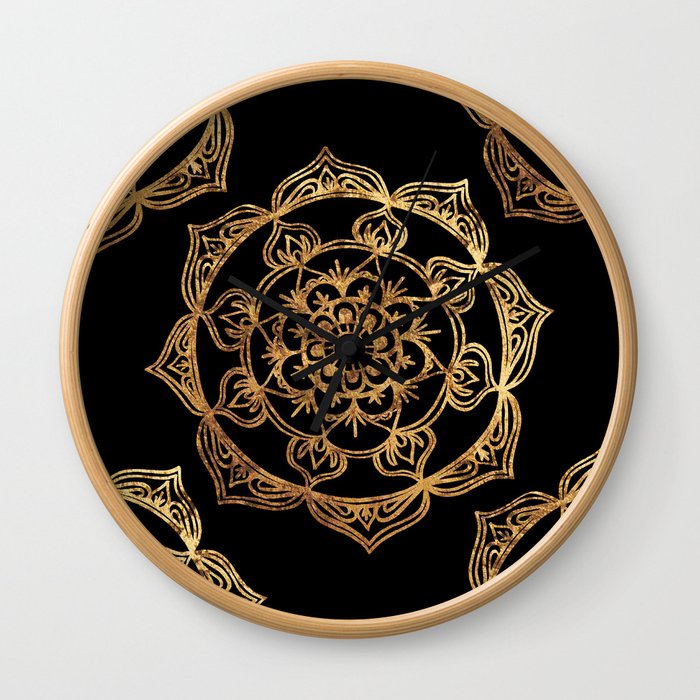 Golden Mandala Wall Clock