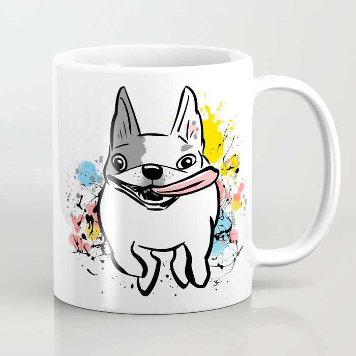 Running French Bulldog with Paint Splatters Coffee Mug