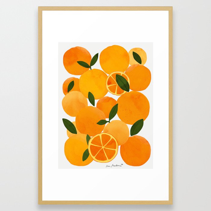 Mediterranean Oranges Still Life Framed Art Print by El Buen Limon - Conservation Natural - LARGE (Gallery)-26x38