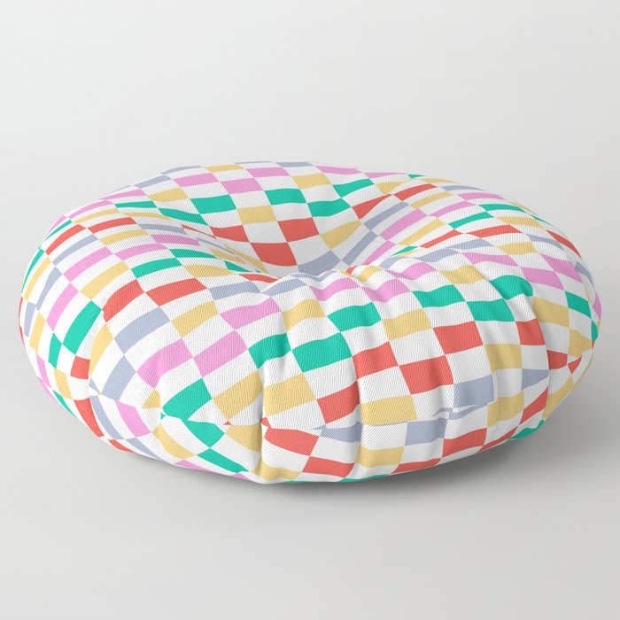 Funky Warped Checkerboard Floor Pillow