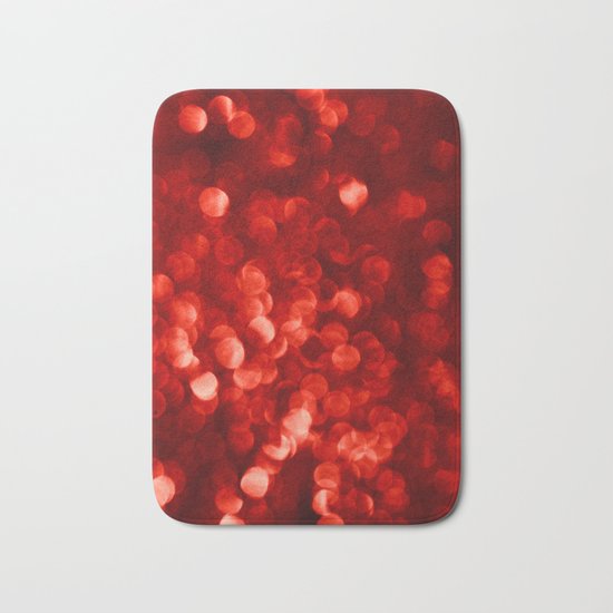 Red Bokeh Sparkle Bath Mat