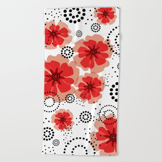 PEPPER POPPIES | red Beach Towel