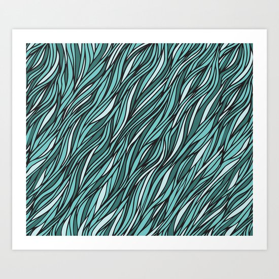 Cyan wave pattern Art Print