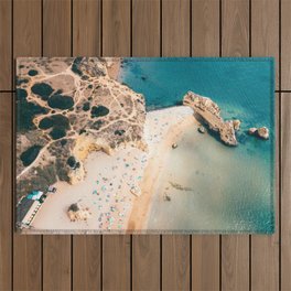 Aerial Beach Print, Ocean Landscape Print, Lagos Bay Coast, Algarve Portugal, Drone Photography, Beach Print, Wall Decor, Beach Photography Outdoor Rug