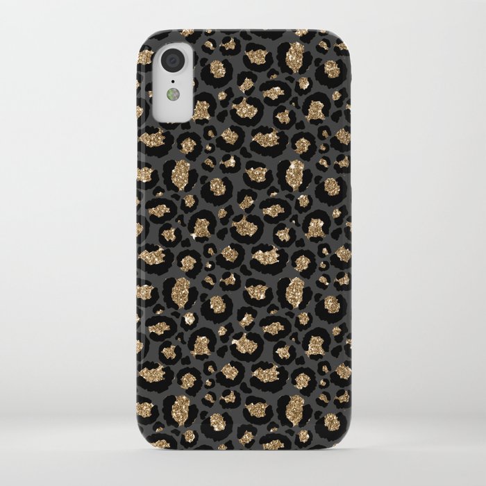 Black Gold Leopard Print Pattern iPhone Case