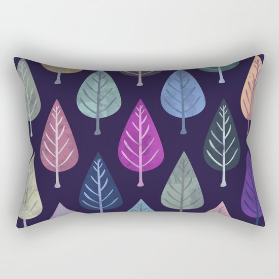 Watercolor Forest Pattern IV Rectangular Pillow