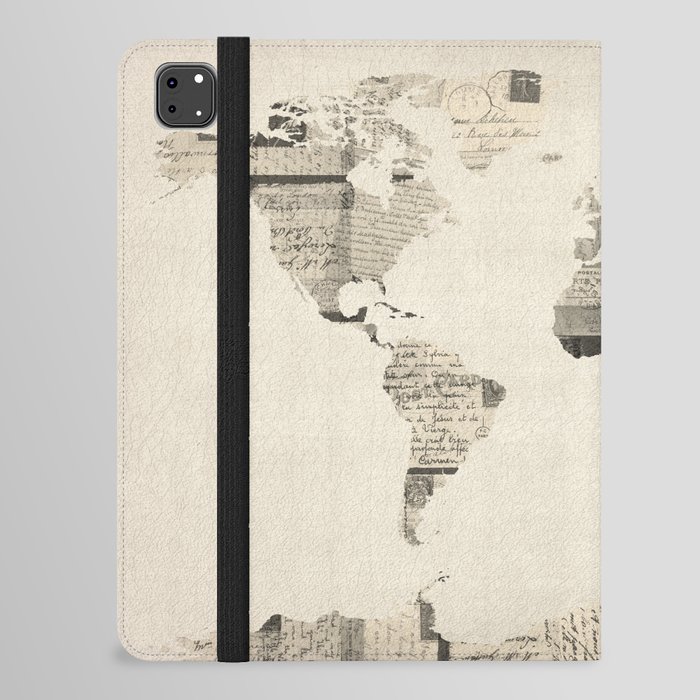 Map of the World Map from Old Postcards iPad Folio Case
