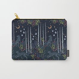 Midnight Exploration Carry-All Pouch | Leaves, Floral, Birchtree, Drawing, Digital, Illustration, Fern, Adobeillustrator, Foliage, Wolf 