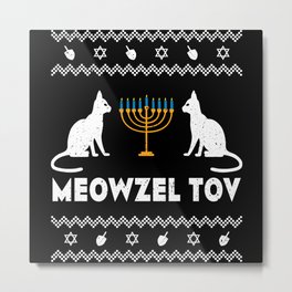 Hanukcat Cat Meowzel Menorah Happy Hanukkah 2021 Metal Print
